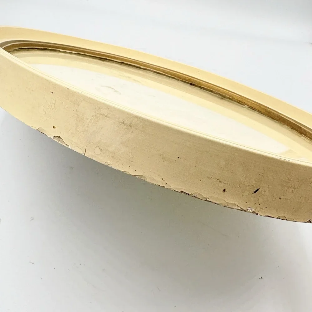 Vintage Oval Cream Gold Painted Wood Picture Frame & Glass 15x10